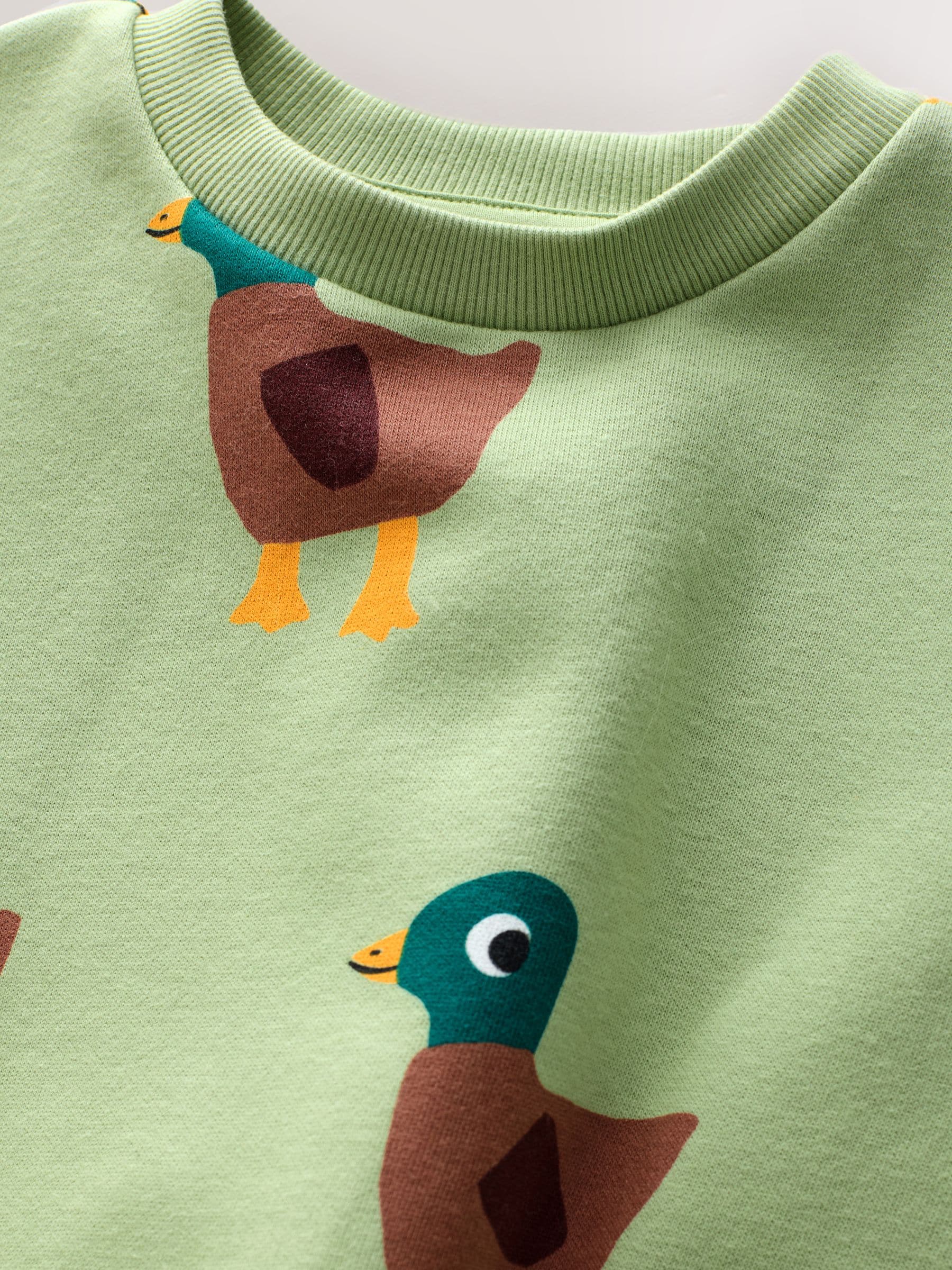 Dsiney Kidz - Green Ducks All Over Printed Crew Neck Sweat Top (3mths-7yrs) image 3