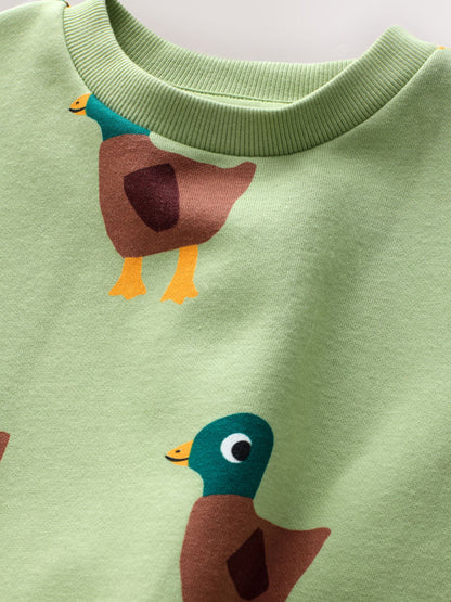 Dsiney Kidz - Green Ducks All Over Printed Crew Neck Sweat Top (3mths-7yrs) image 3