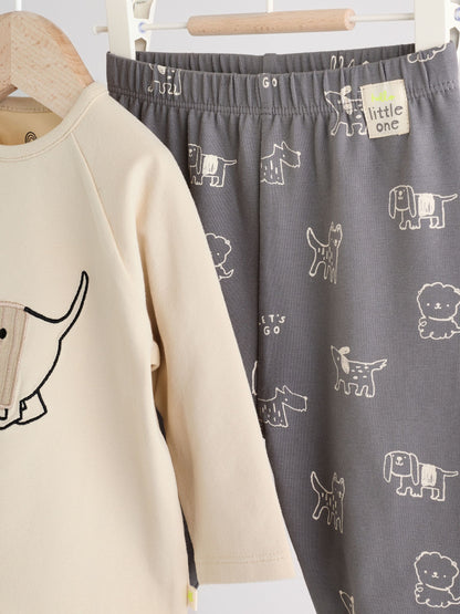 Monochrome Dog Baby Top and Leggings Set 2 Piece (0mths-3yrs) image 4