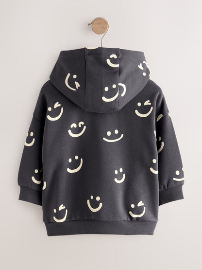 Black/White Long Sleeve Printed Hoodie (3mths-7yrs)