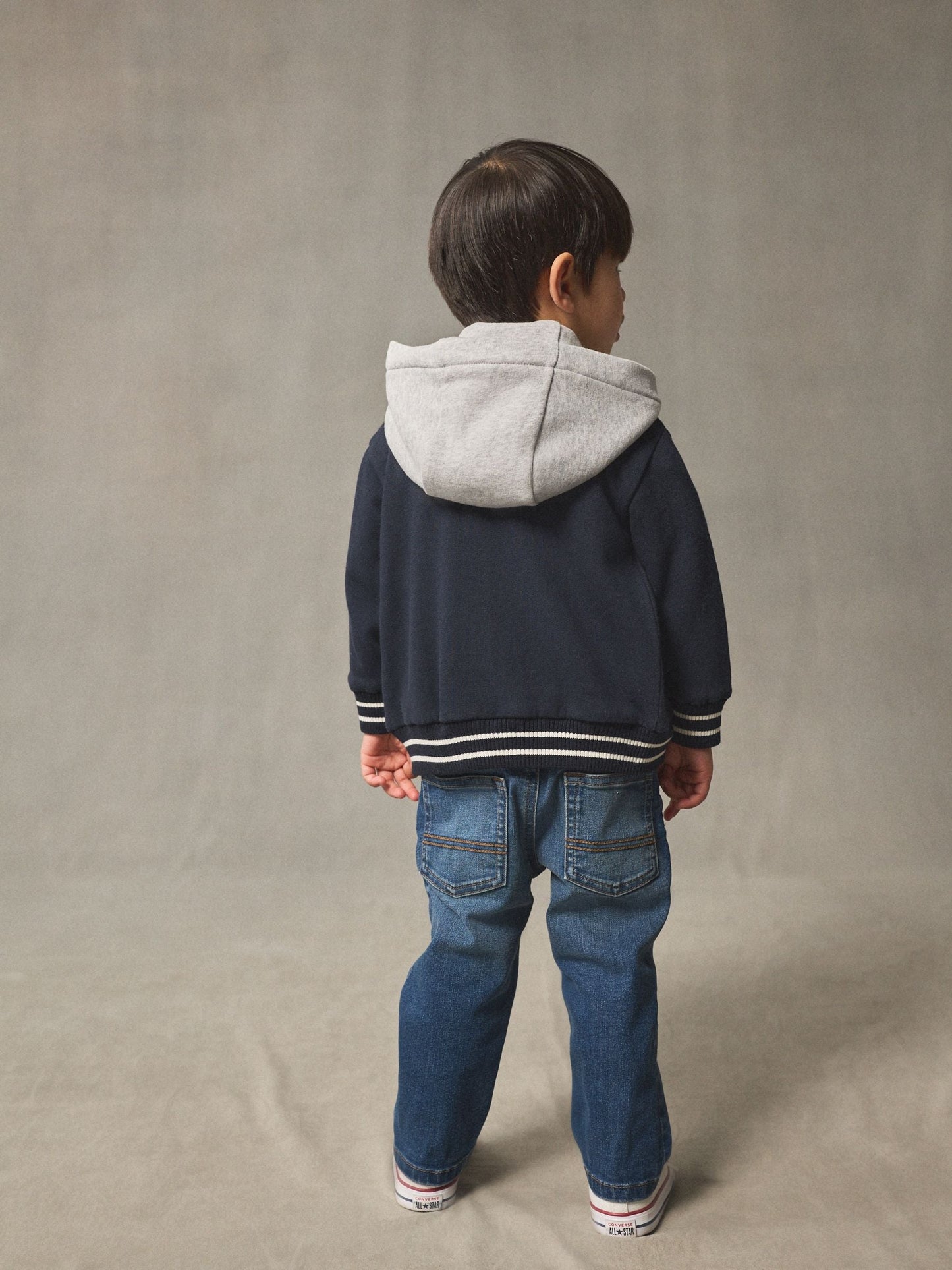 Navy Blue Bear Jersey Bomber Jacket (3mths-7yrs)