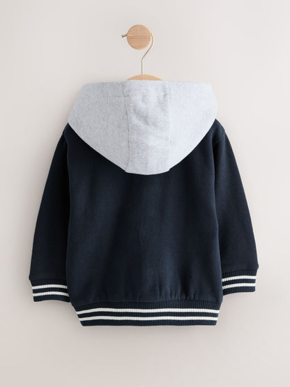 Navy Blue Bear Jersey Bomber Jacket (3mths-7yrs)