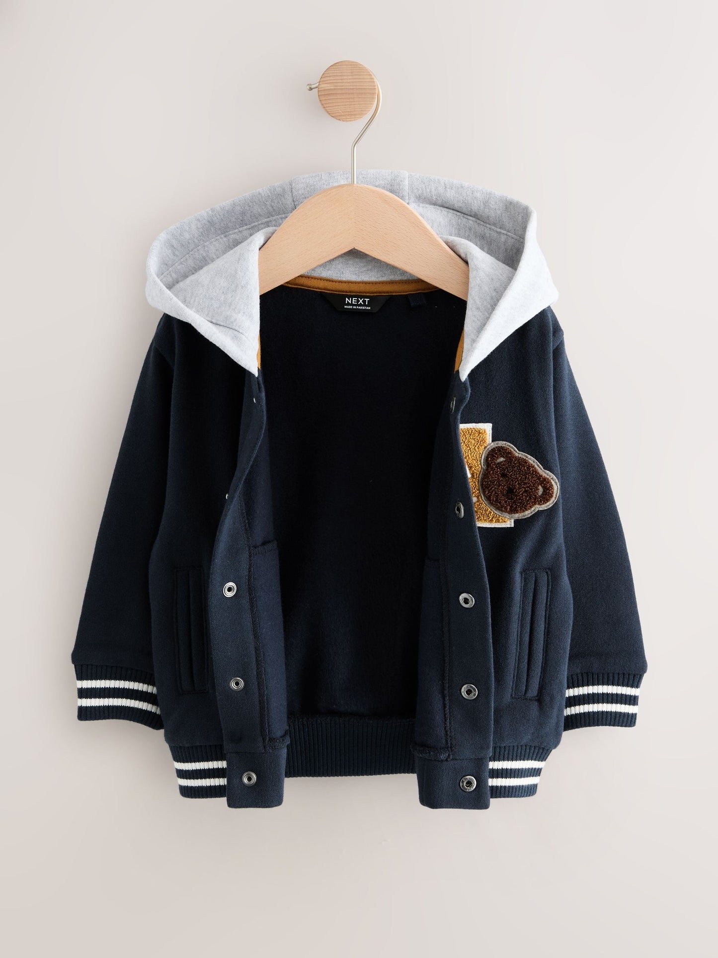 Navy Blue Bear Jersey Bomber Jacket (3mths-7yrs)