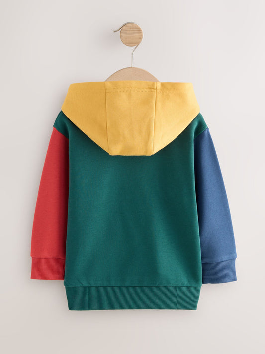 Green Colourblock Long Sleeve Printed Hoodie (3mths-7yrs)