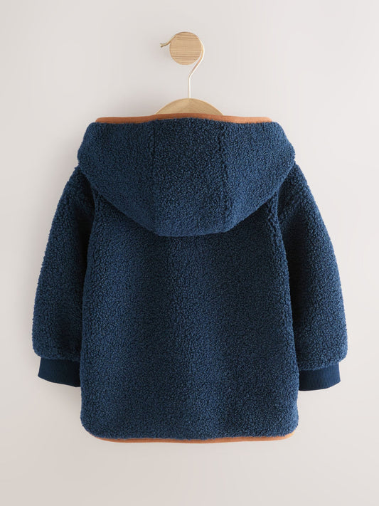 Navy Blue Hooded Fleece Zip Through Jacket (3mths-7yrs)