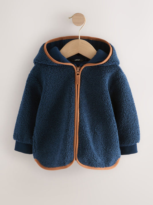 Navy Blue Hooded Fleece Zip Through Jacket (3mths-7yrs)