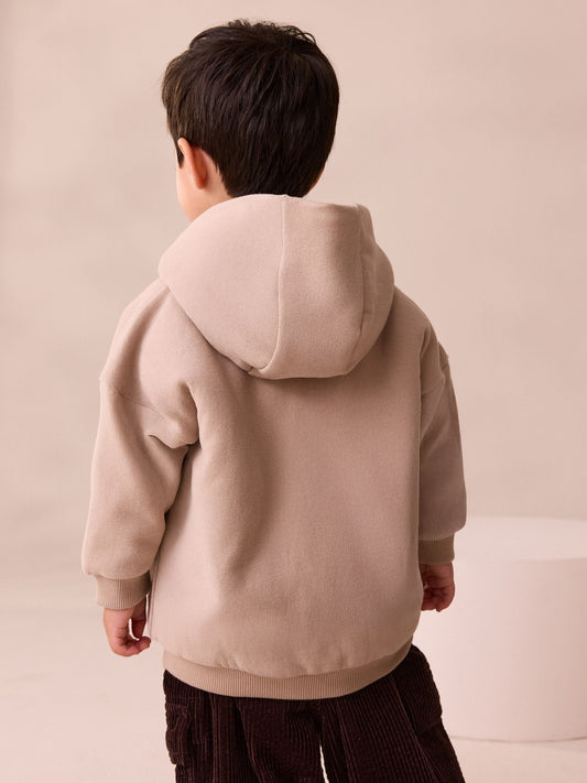 Stone Borg Lined Zip Through Hoodie (3mths-7yrs)