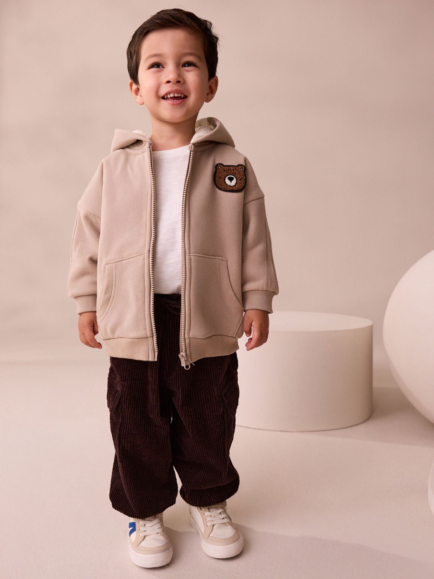 Stone Borg Lined Zip Through Hoodie (3mths-7yrs)