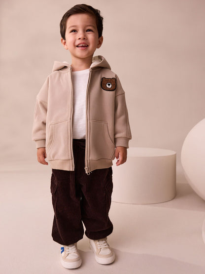 Stone Borg Lined Zip Through Hoodie (3mths-7yrs)