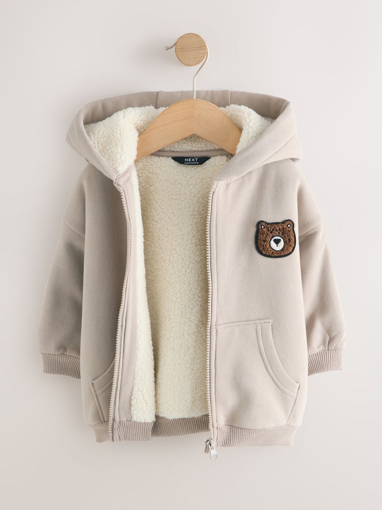 Stone Borg Lined Zip Through Hoodie (3mths-7yrs)