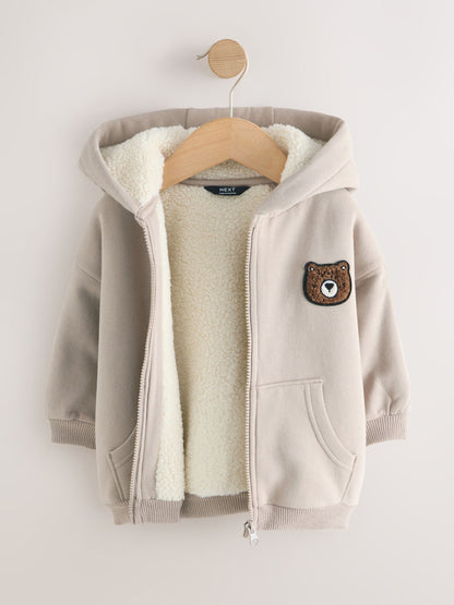 Stone Borg Lined Zip Through Hoodie (3mths-7yrs)