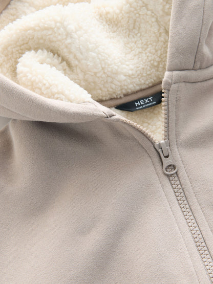 Stone Borg Lined Zip Through Hoodie (3mths-7yrs)