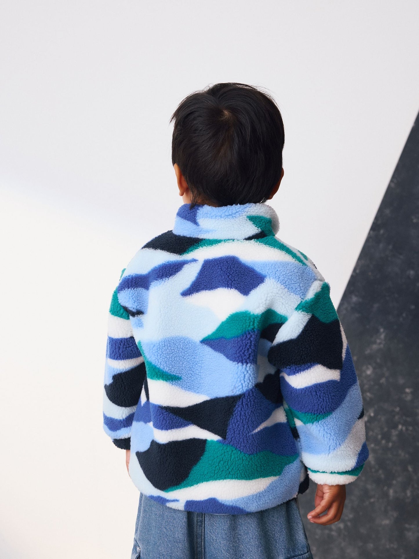 Blue/White Patterned Zip Through Fleece (3mths-7yrs)