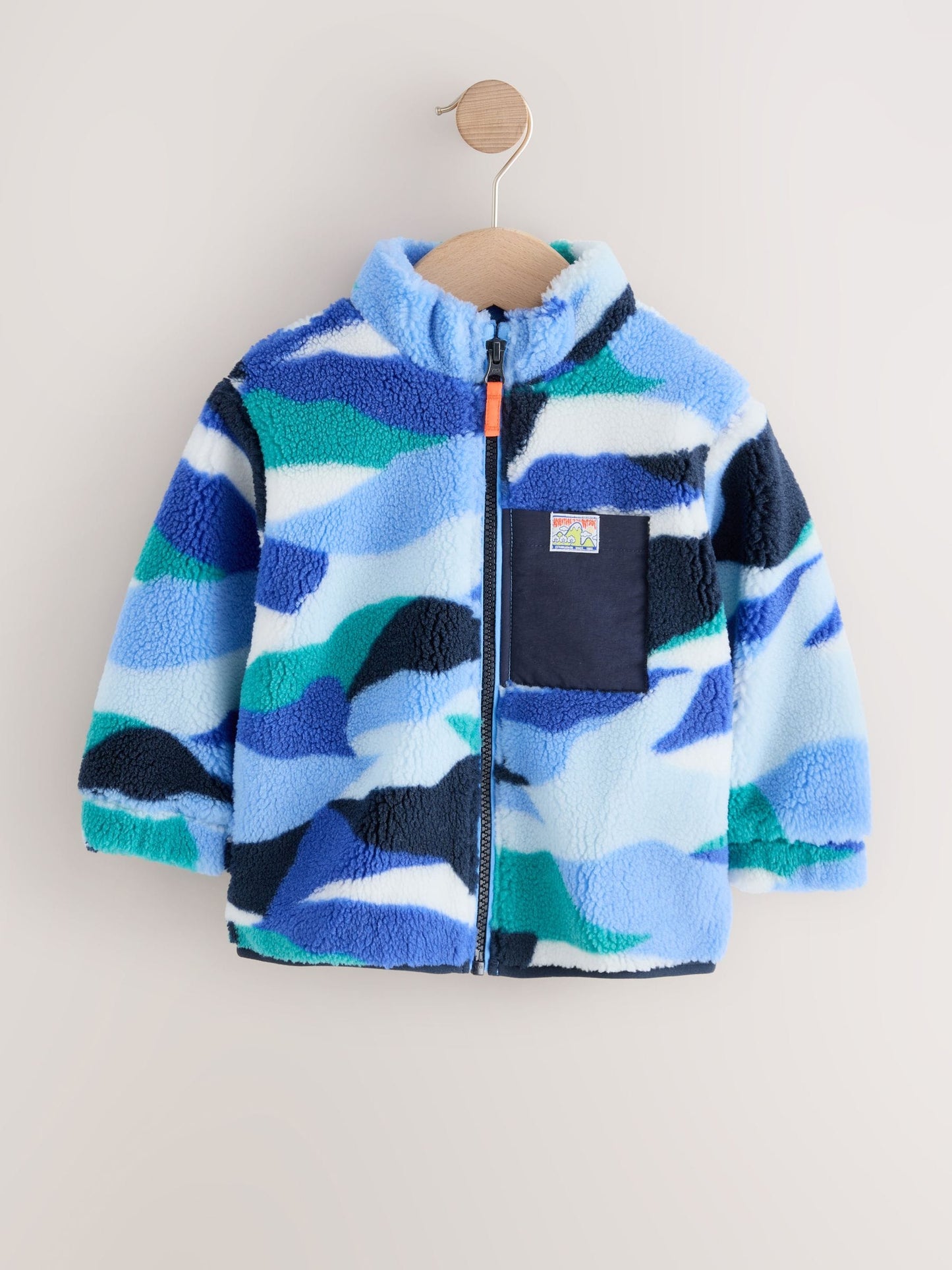 Blue/White Patterned Zip Through Fleece (3mths-7yrs)