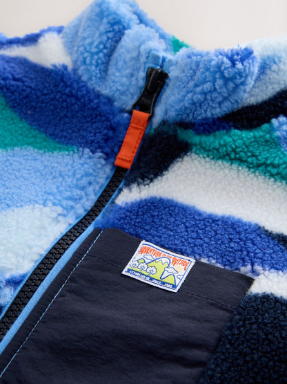 Blue/White Patterned Zip Through Fleece (3mths-7yrs)