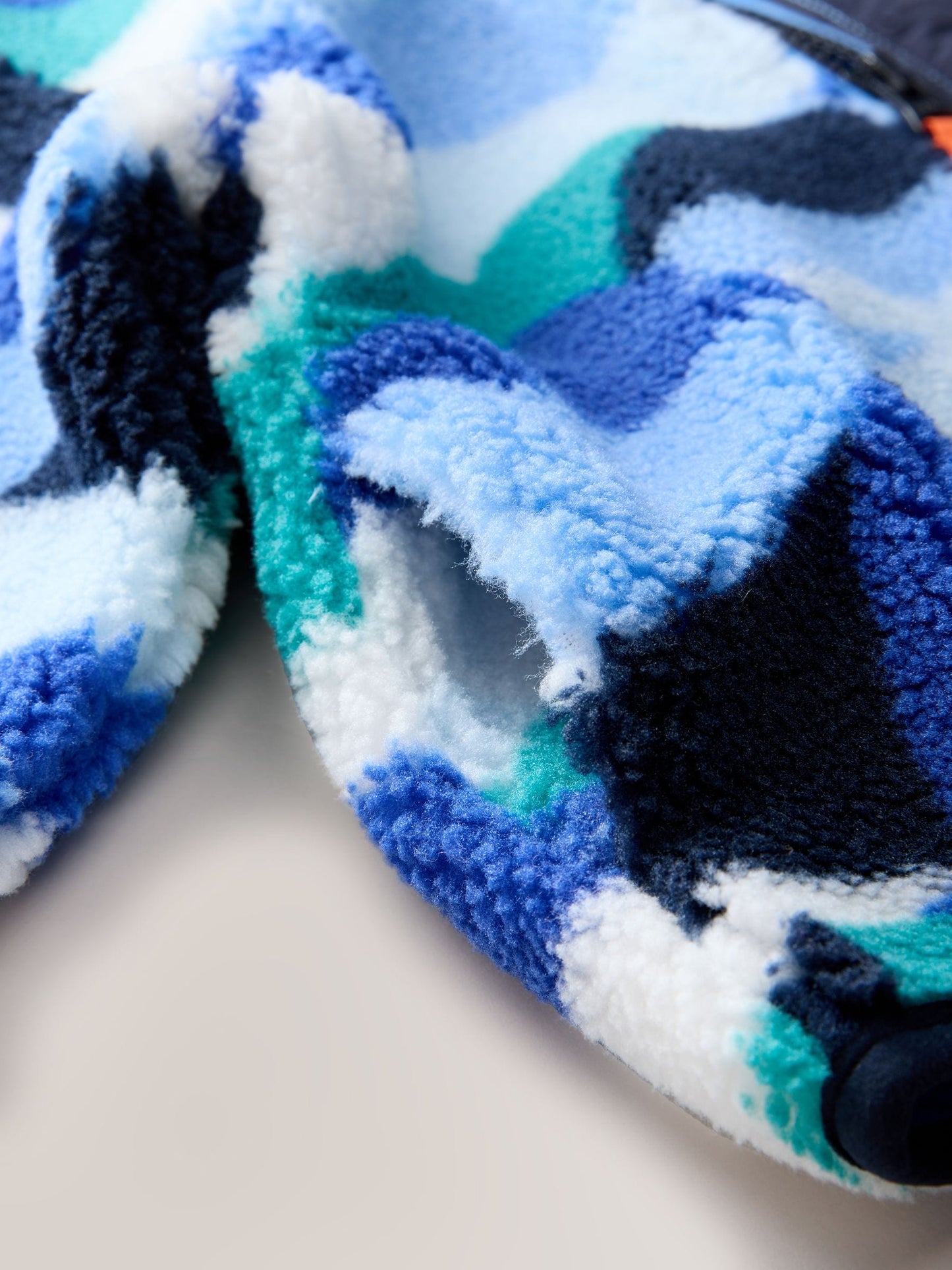 Blue/White Patterned Zip Through Fleece (3mths-7yrs)