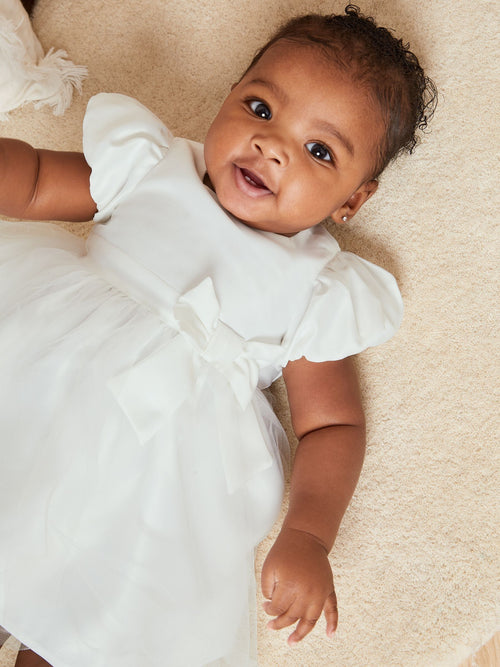 Dsiney Kidz - Lipsy Ivory Baby Puff Sleeve Occasion Dress (0mths-2yrs) image 1