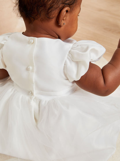 Lipsy Ivory Baby Puff Sleeve Occasion Dress (0mths-2yrs) image 3