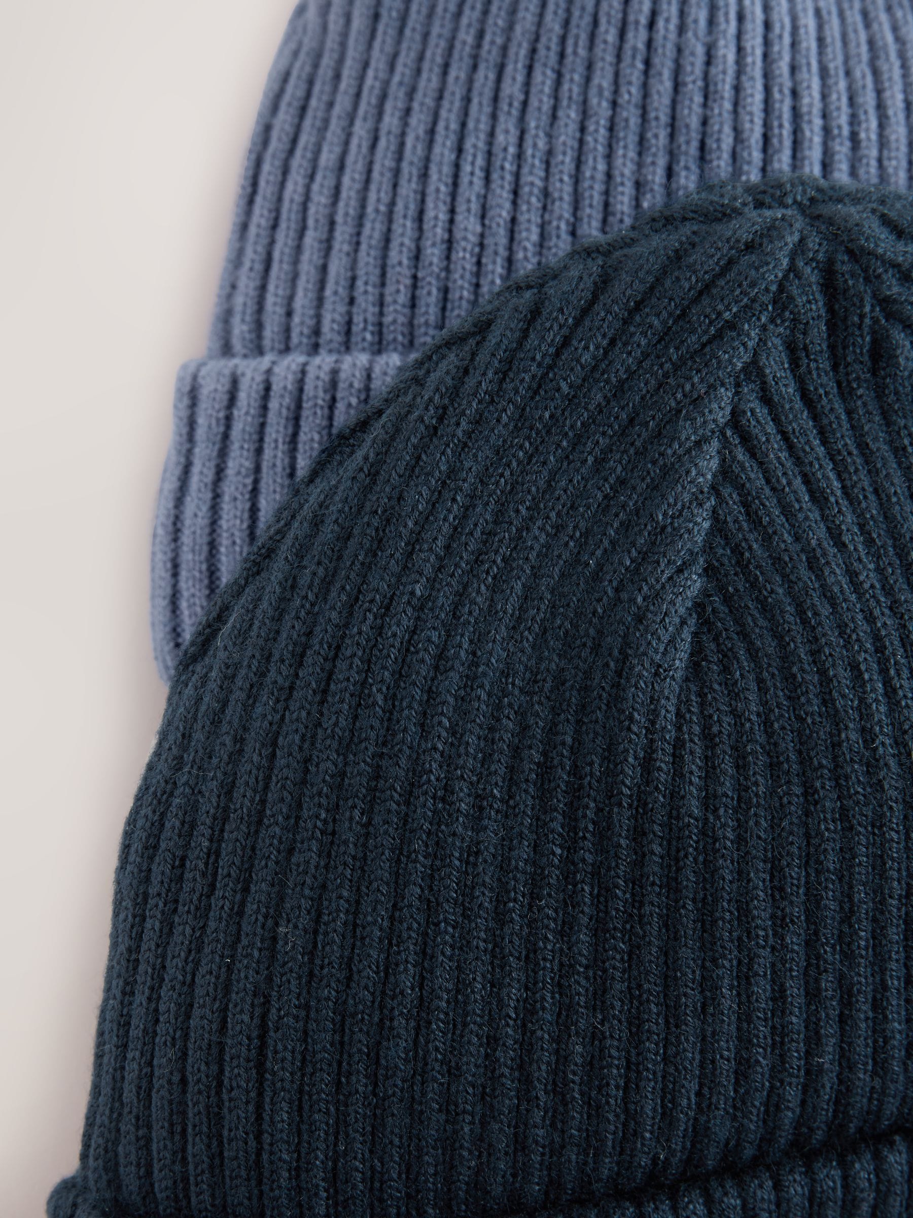 Blue 2 Pack Baby Beanie Knitted Hats image 5