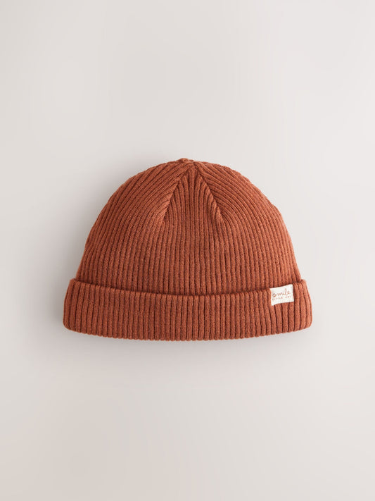 Rust Baby Ribbed Beanie Hat (0mths-2yrs) image 1
