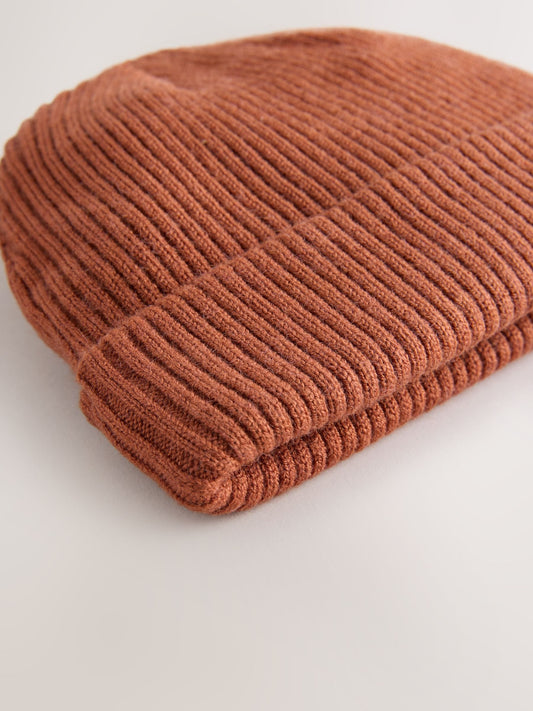 Rust Baby Ribbed Beanie Hat (0mths-2yrs) image 3