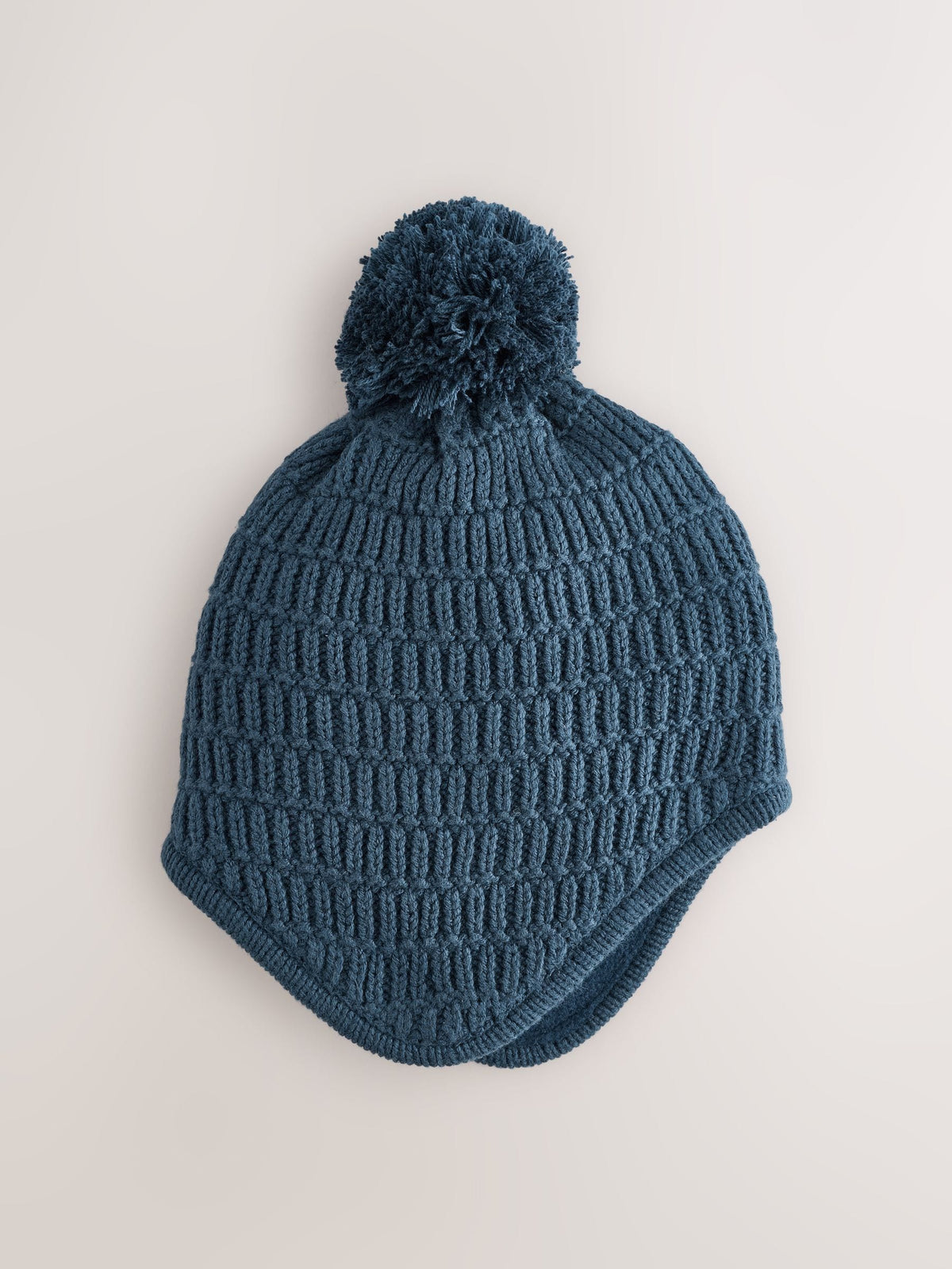 Navy Baby Knitted Trapper Hat With Pom (0mths-2yrs) - image 1