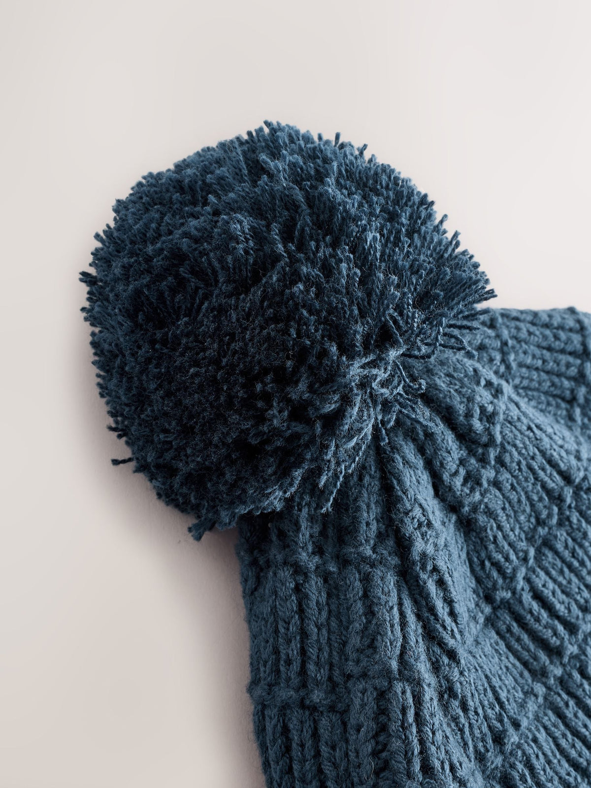 Navy Baby Knitted Trapper Hat With Pom (0mths-2yrs) - image 3