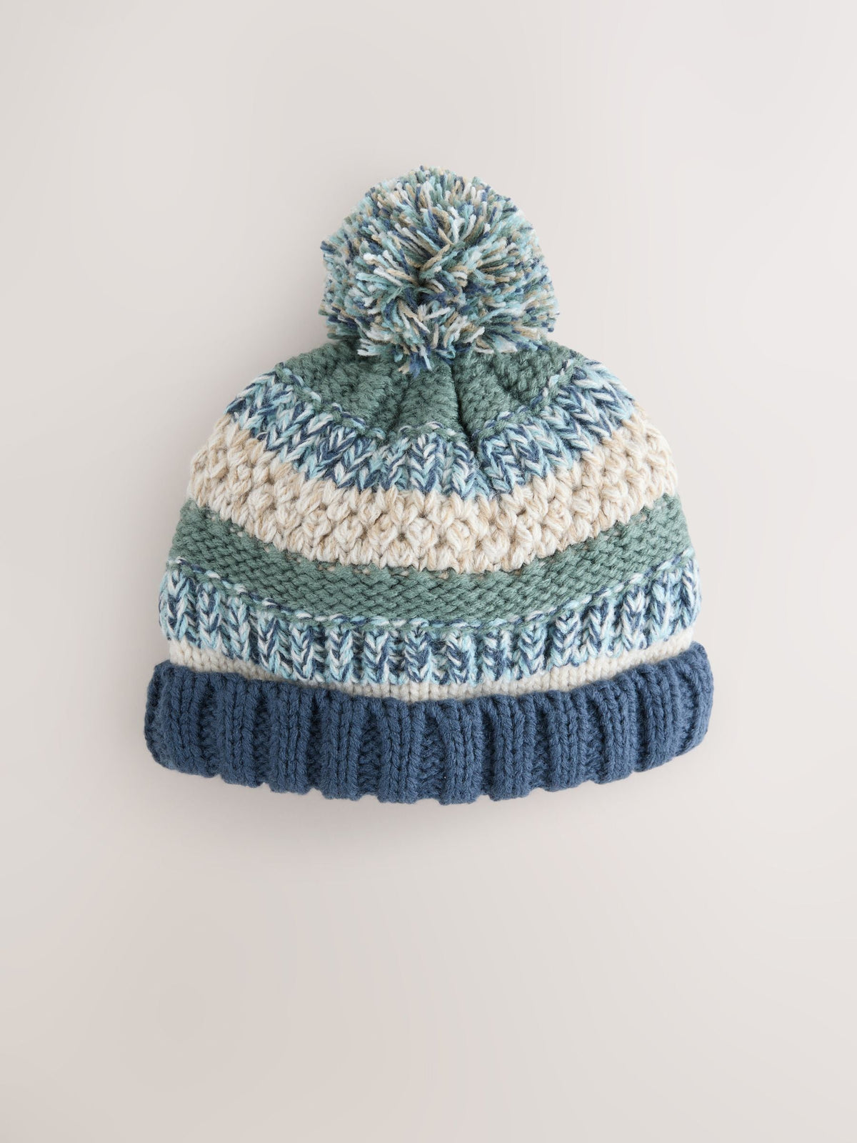 Green/Blue Baby Knitted Hat With Pom (0mths-2yrs) - image 1