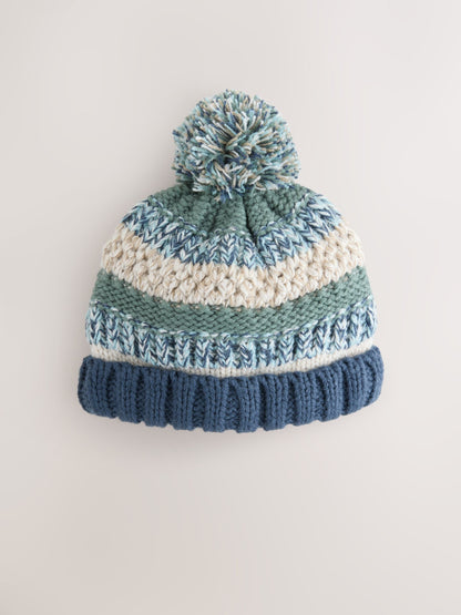 Green/Blue Baby Knitted Hat With Pom (0mths-2yrs) - image 1