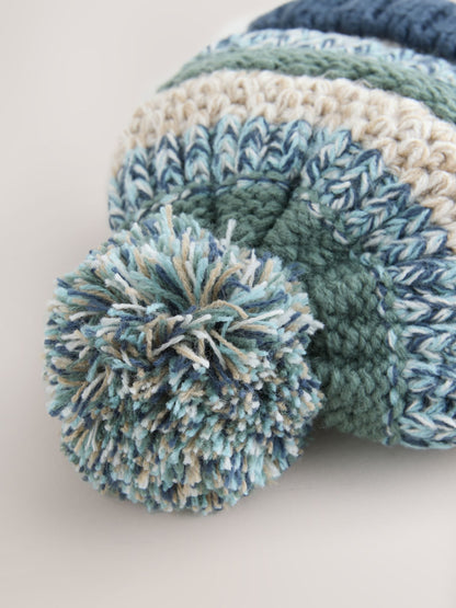 Green/Blue Baby Knitted Hat With Pom (0mths-2yrs) - image 2