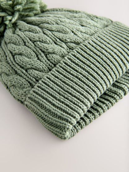 Green Baby Knitted Hat With Pom (0mths-2yrs) image 3