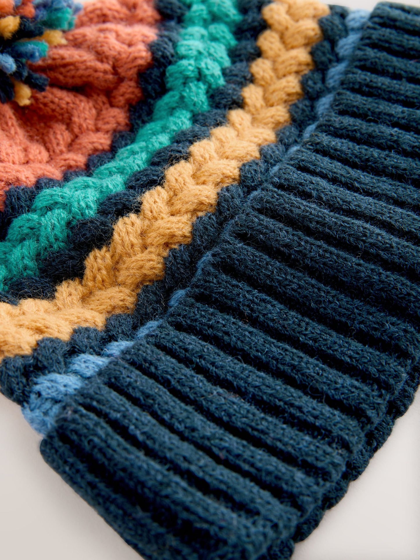 Bright Cable Stitched Baby Knitted Hat With Pom image 3