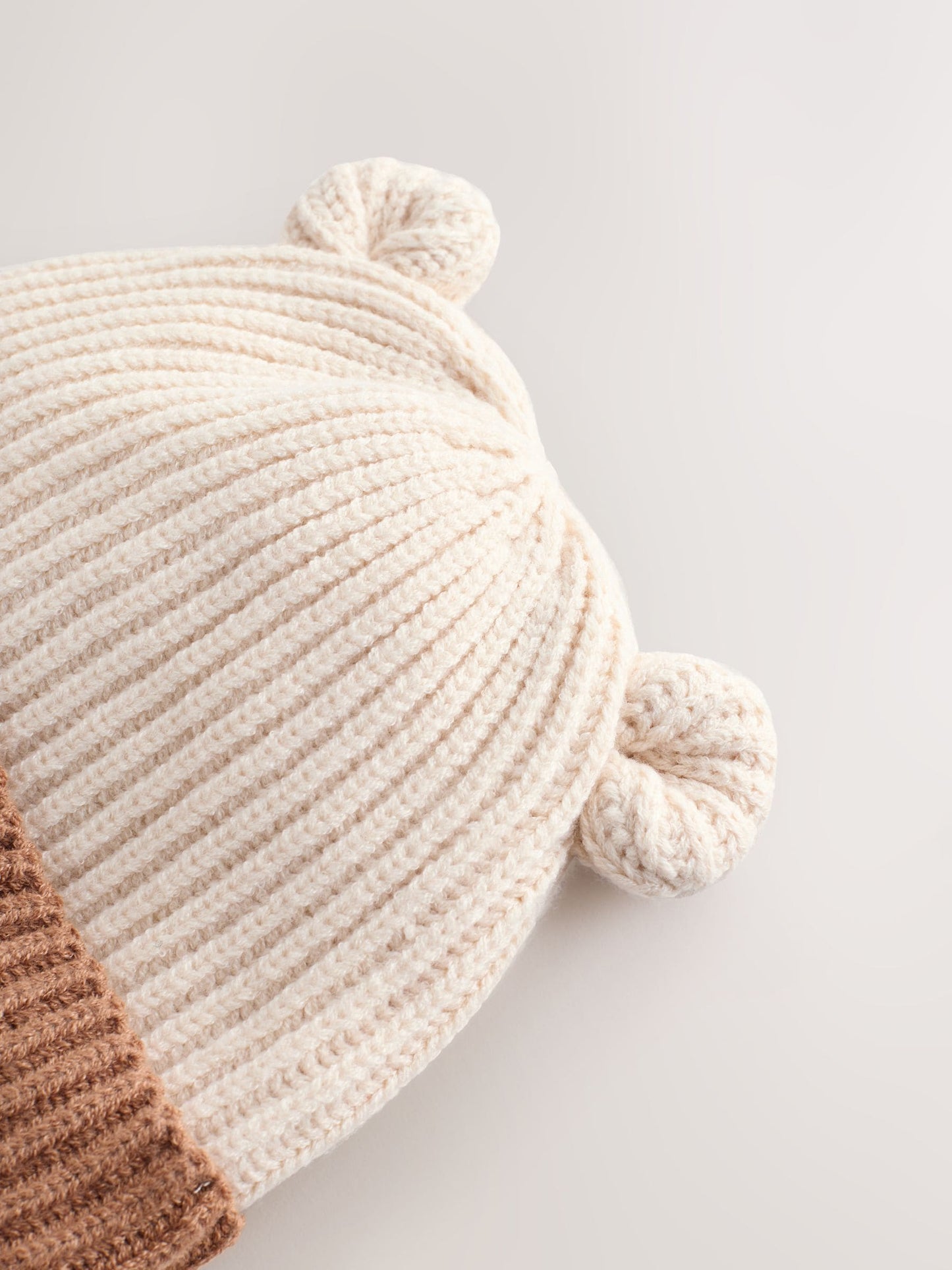 Brown Bear Face Ribbed Baby Beanie Hat image 4