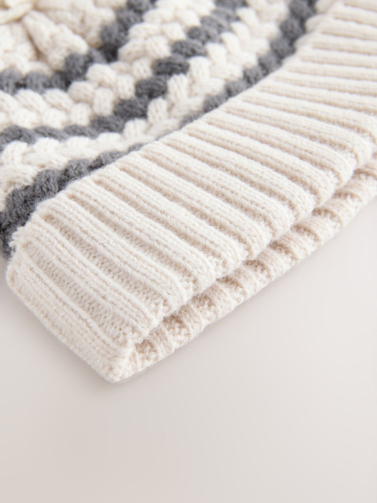 Monochrome Striped Baby Knitted Hat With Pom (0mths-2yrs) - image 3