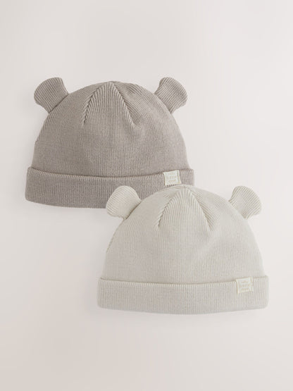 Neutral/Tan 2pack Rib Baby Beanie image 1