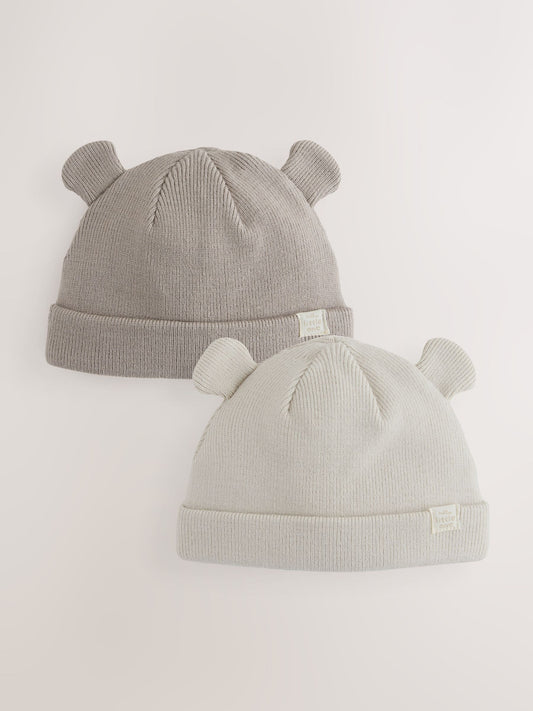 Neutral/Tan 2pack Rib Baby Beanie image 1