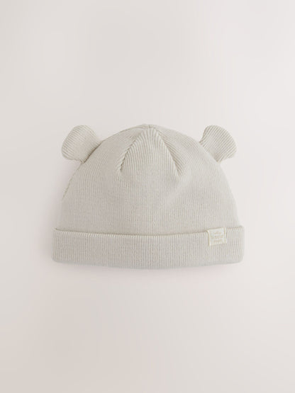 Neutral/Tan 2pack Rib Baby Beanie image 3