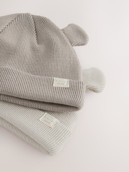 Neutral/Tan 2pack Rib Baby Beanie image 4