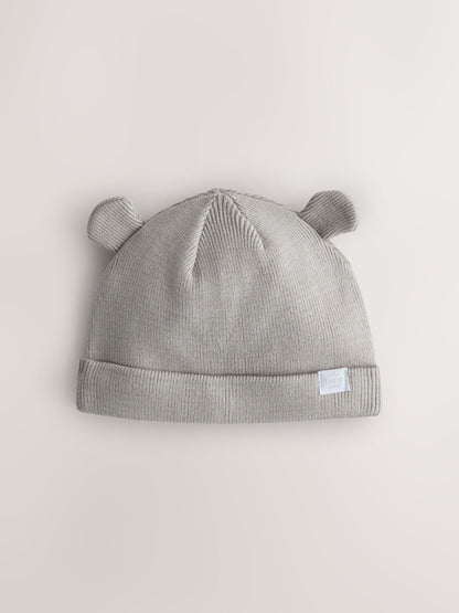Grey/White 2pack Rib Baby Beanie image 3