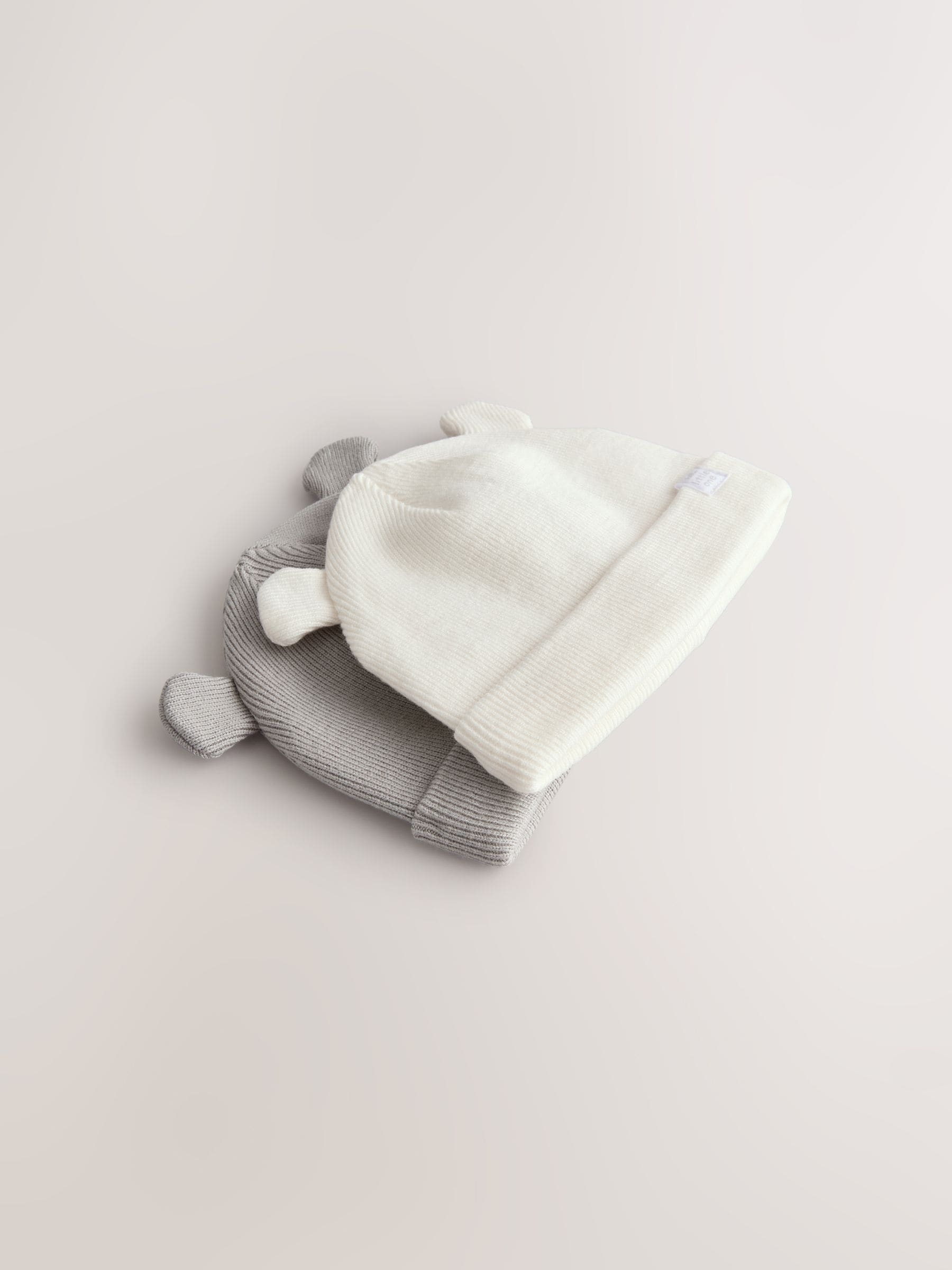 Grey/White 2pack Rib Baby Beanie image 4