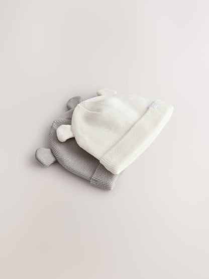 Grey/White 2pack Rib Baby Beanie image 4