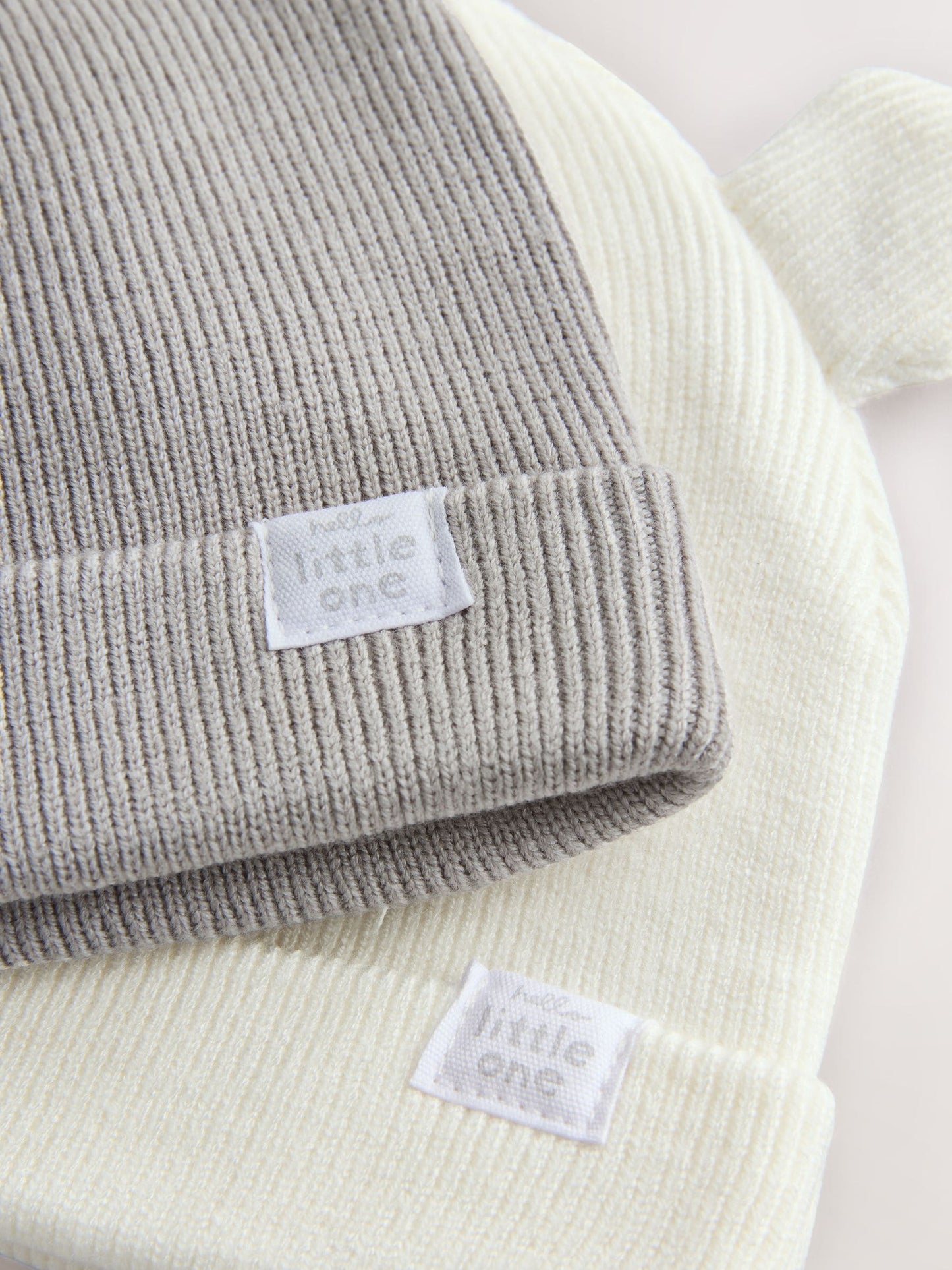Grey/White 2pack Rib Baby Beanie image 5