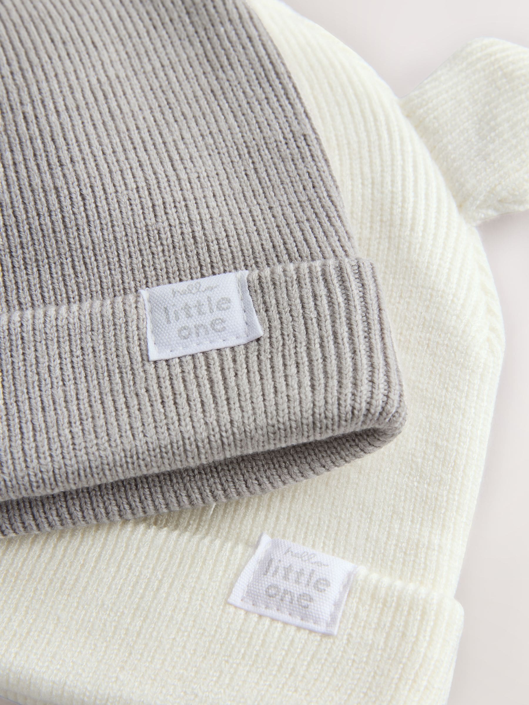 Grey/White 2pack Rib Baby Beanie image 5