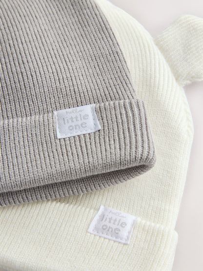 Grey/White 2pack Rib Baby Beanie image 5