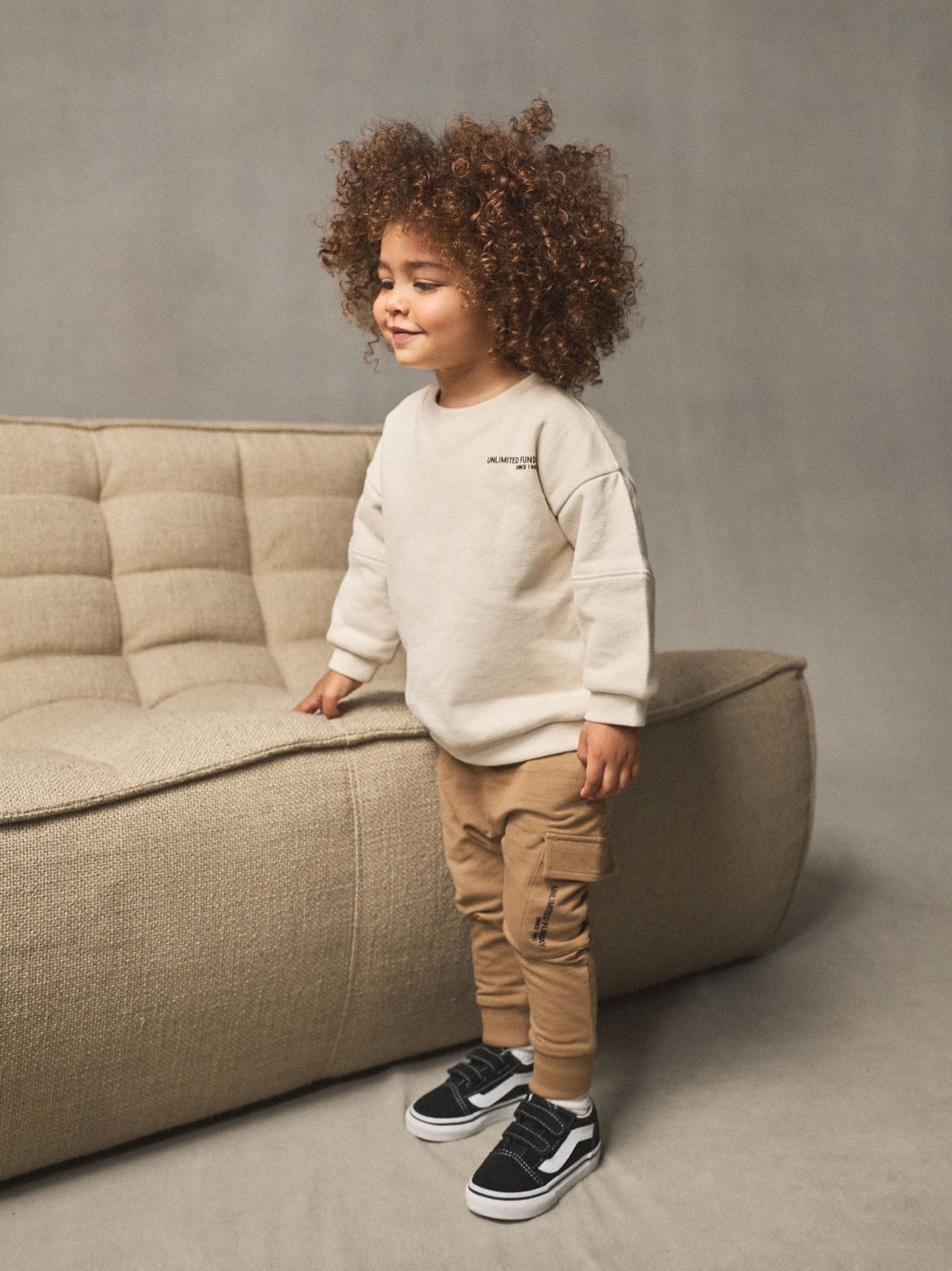 Ecru Off White Utility Sweatshirt and Super Skinny Joggers Set (3mths-7yrs) image 1