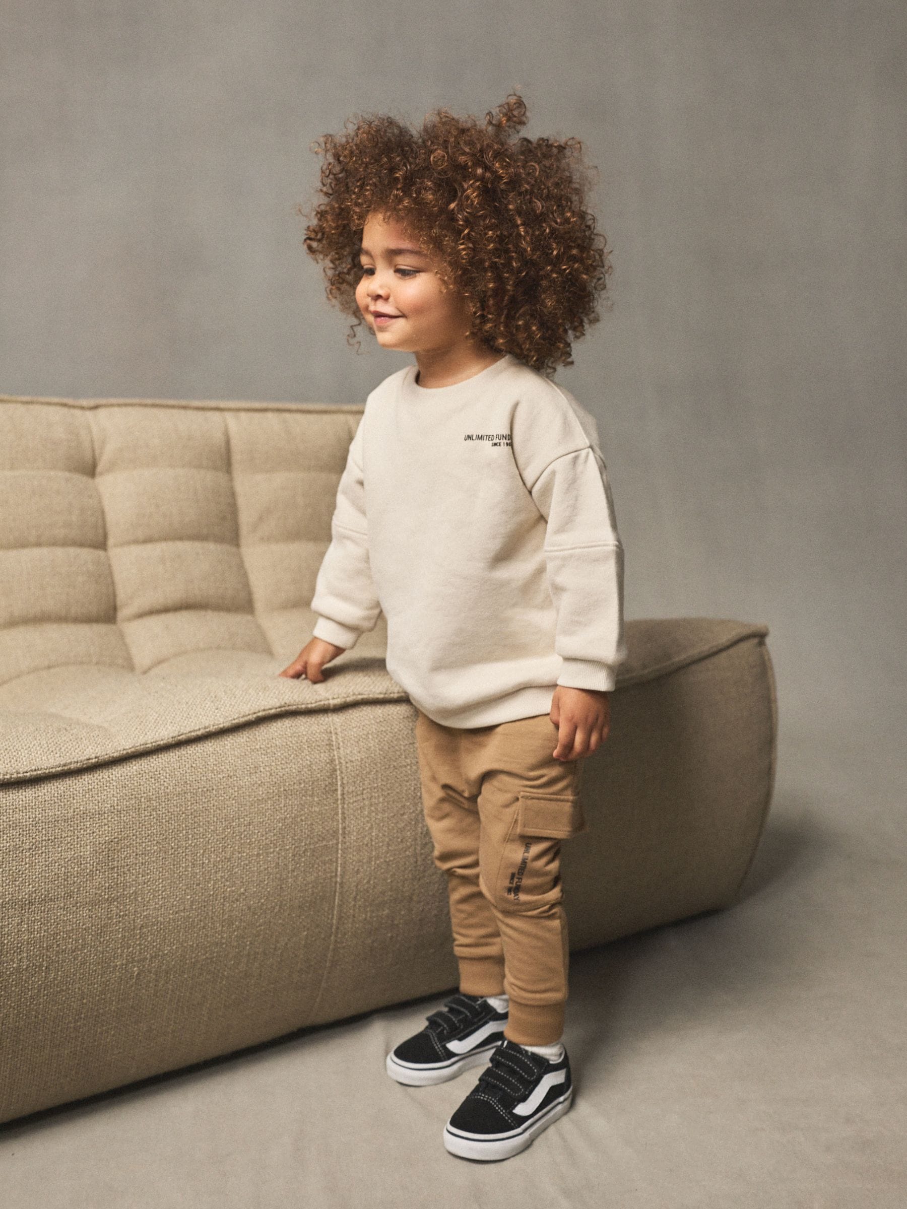 Ecru Off White Utility Sweatshirt and Super Skinny Joggers Set (3mths-7yrs) image 1