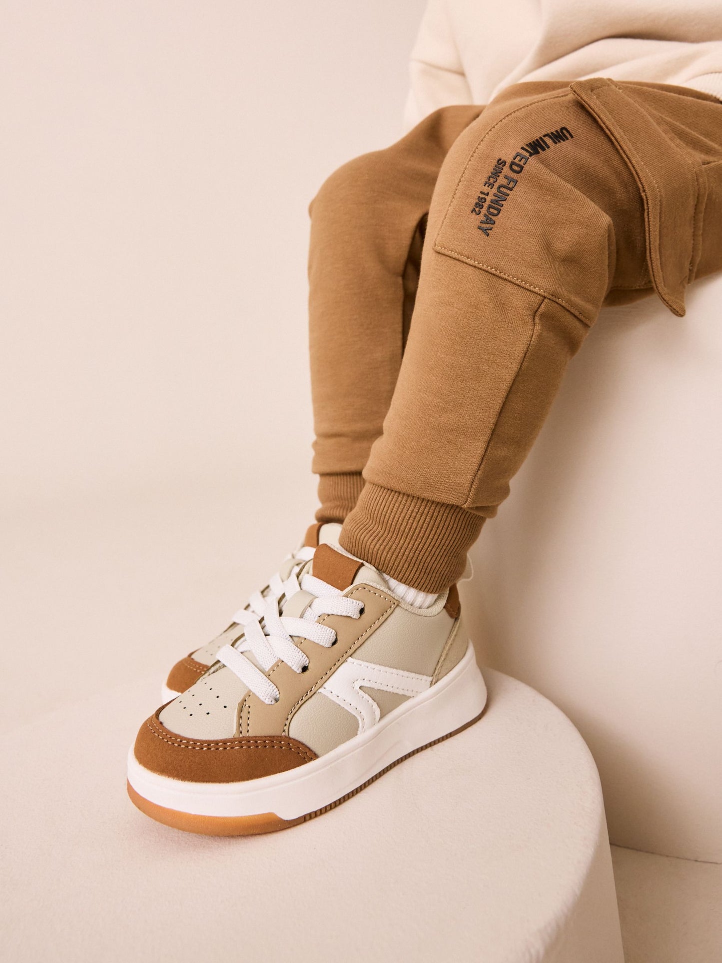 Ecru Off White Utility Sweatshirt and Super Skinny Joggers Set (3mths-7yrs) image 2