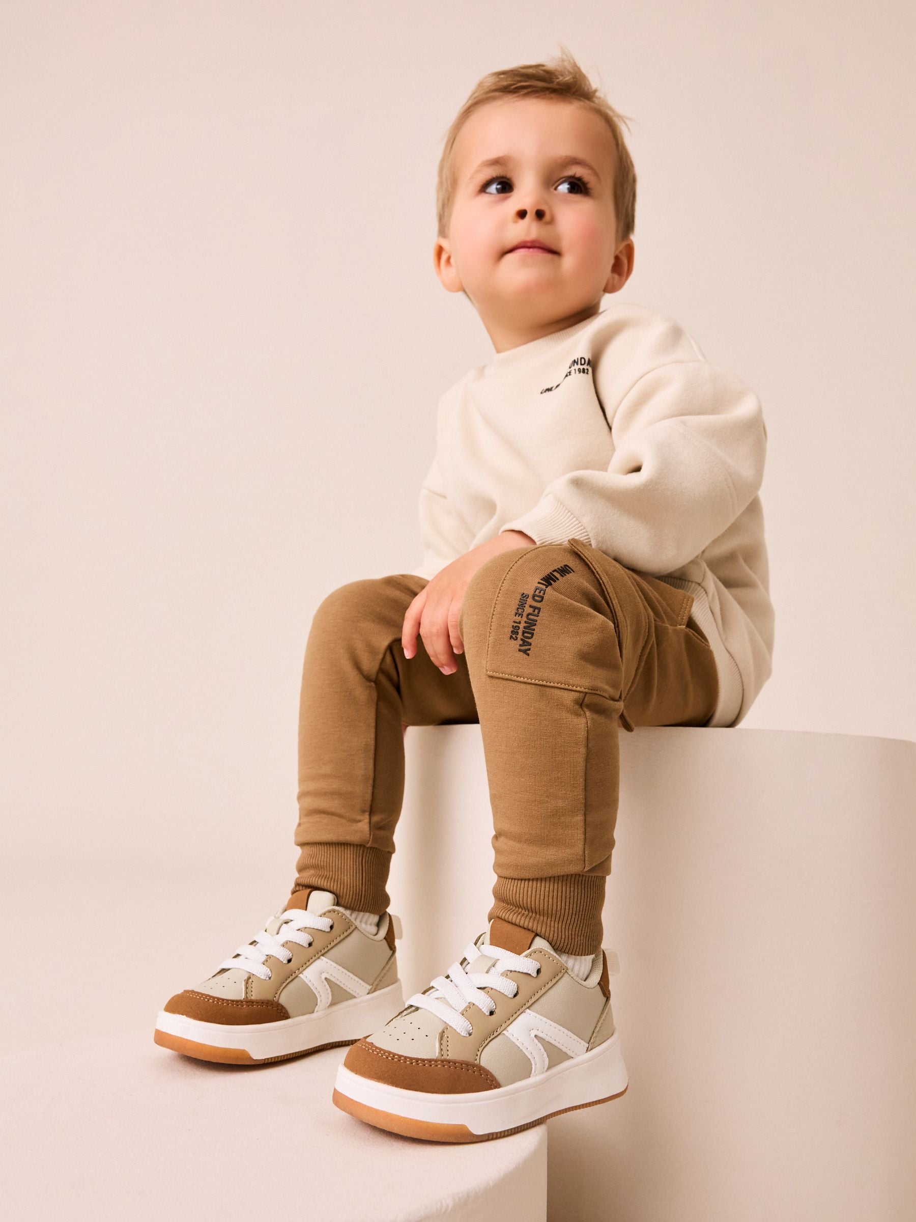 Ecru Off White Utility Sweatshirt and Super Skinny Joggers Set (3mths-7yrs) image 3