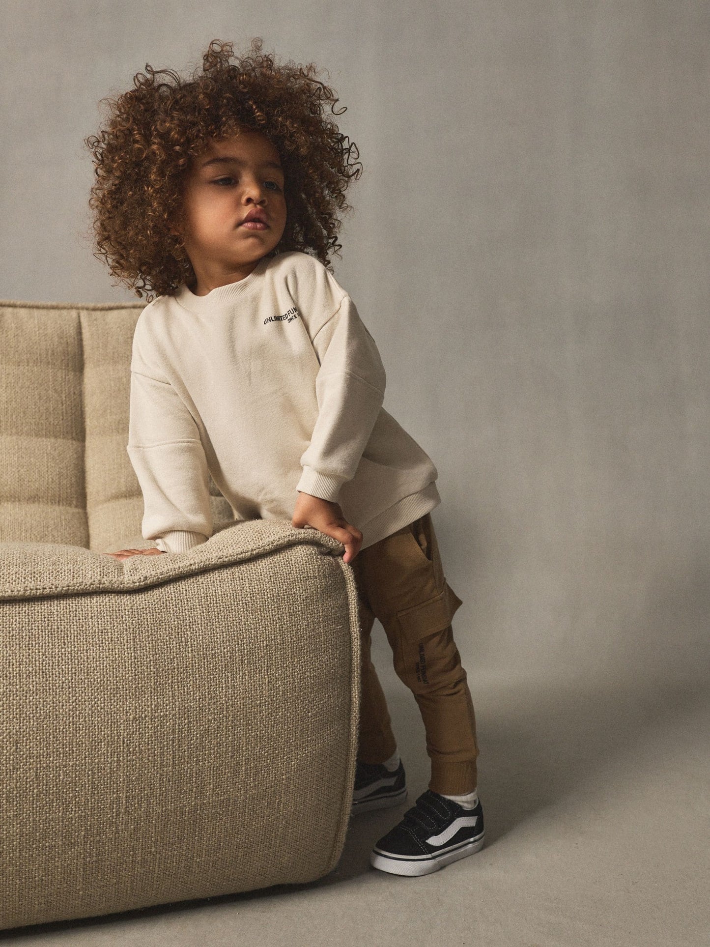 Ecru Off White Utility Sweatshirt and Super Skinny Joggers Set (3mths-7yrs) image 5