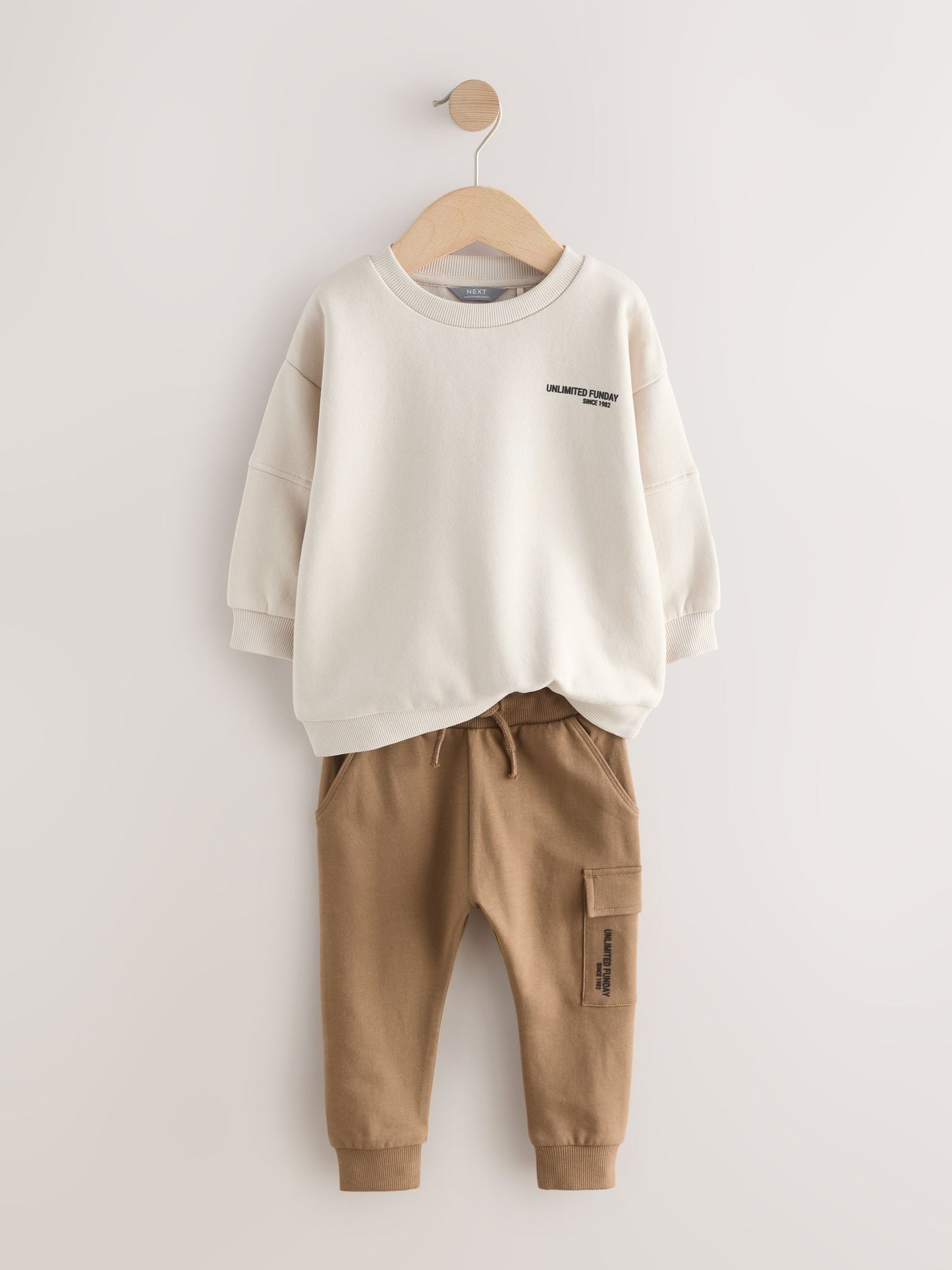 Ecru Off White Utility Sweatshirt and Super Skinny Joggers Set (3mths-7yrs) image 8